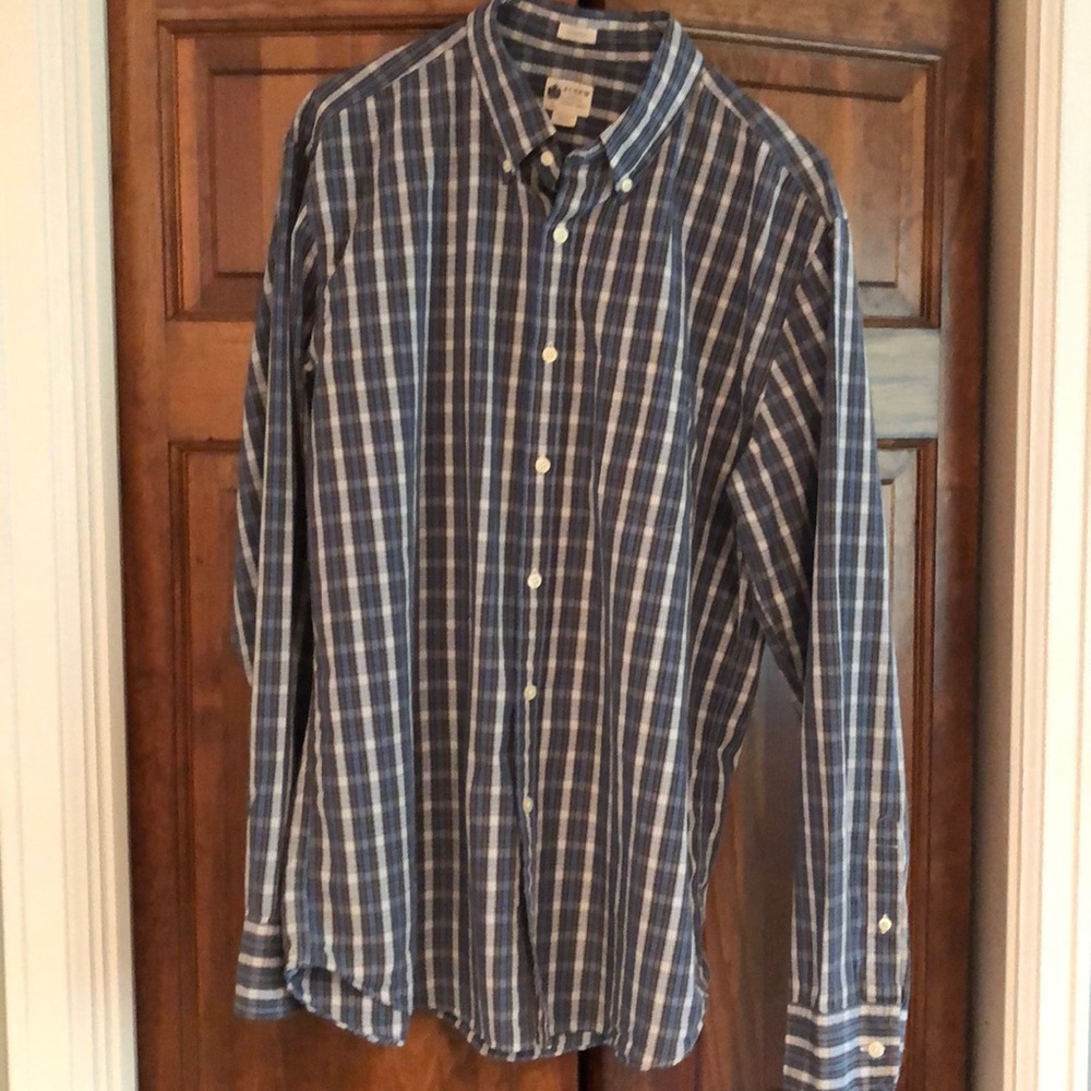 J.Crew Men’s blue/grey button up sz L